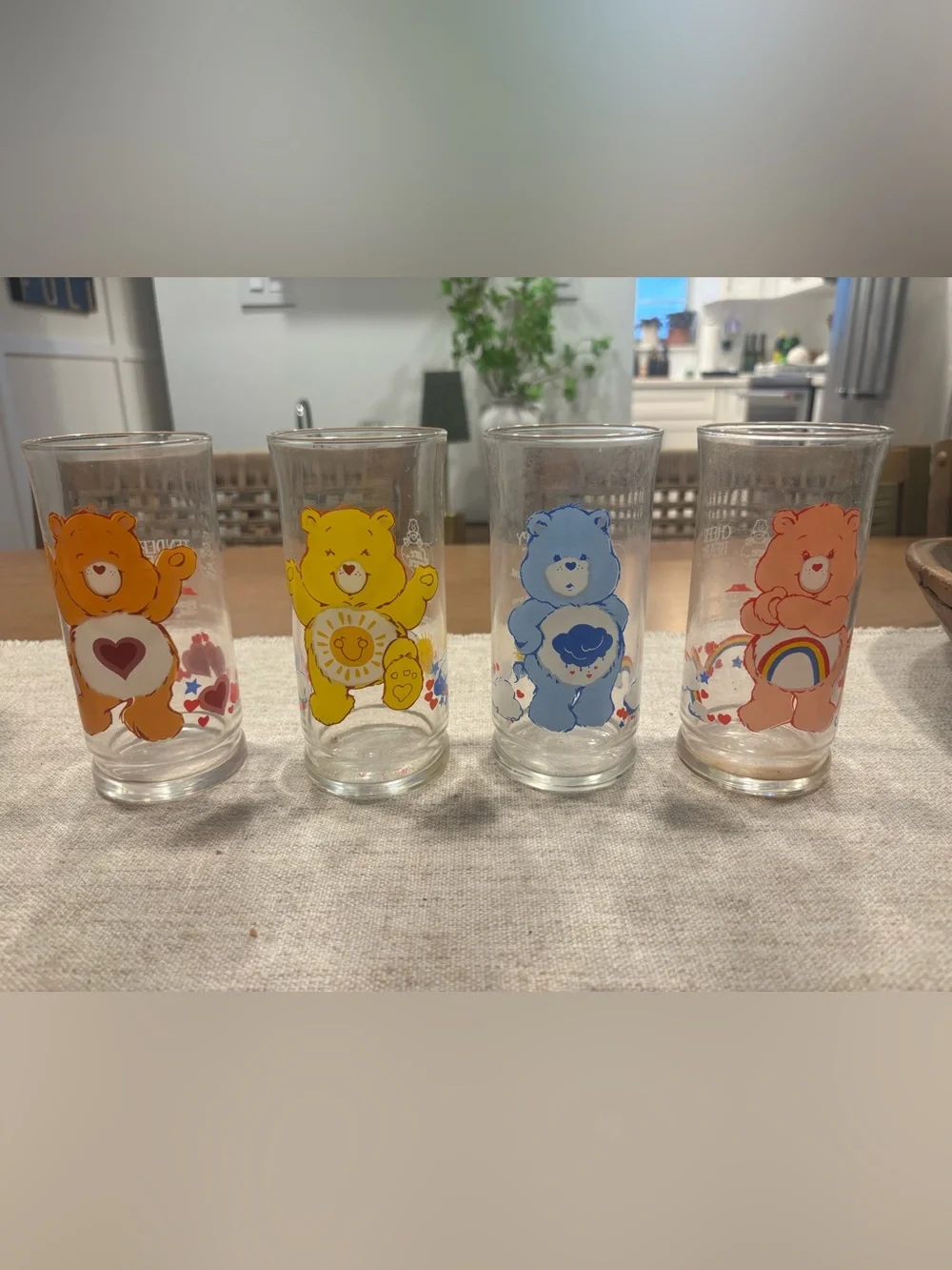 Vintage 1983 Pizza Hut Care Bears Collector Glasses Set of 4